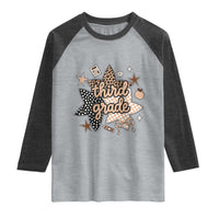 Third Grade Leopard Checkered Star Coquette Raglan Shirt Cute 3rd Grade Girl Back to School Gift
