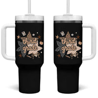 Third Grade Leopard Checkered Star Coquette Tumbler With Handle Cute 3rd Grade Girl Back to School Gift