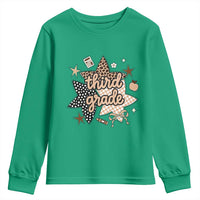 Third Grade Leopard Checkered Star Coquette Youth Sweatshirt Cute 3rd Grade Girl Back to School Gift