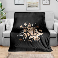 Fifth Grade Leopard Checkered Star Coquette Throw Blanket Cute 5th Grade Girl Back to School Gift