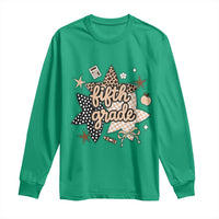 Fifth Grade Leopard Checkered Star Coquette Long Sleeve Shirt Cute 5th Grade Girl Back to School Gift