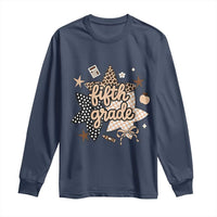 Fifth Grade Leopard Checkered Star Coquette Long Sleeve Shirt Cute 5th Grade Girl Back to School Gift