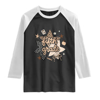 Fifth Grade Leopard Checkered Star Coquette Raglan Shirt Cute 5th Grade Girl Back to School Gift
