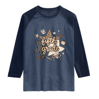 Fifth Grade Leopard Checkered Star Coquette Raglan Shirt Cute 5th Grade Girl Back to School Gift
