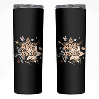Fifth Grade Leopard Checkered Star Coquette Skinny Tumbler Cute 5th Grade Girl Back to School Gift