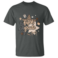Fifth Grade Leopard Checkered Star Coquette T Shirt Cute 5th Grade Girl Back to School Gift