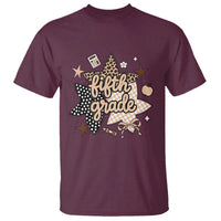 Fifth Grade Leopard Checkered Star Coquette T Shirt Cute 5th Grade Girl Back to School Gift