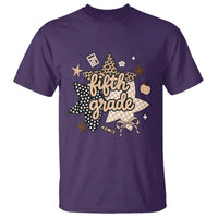 Fifth Grade Leopard Checkered Star Coquette T Shirt Cute 5th Grade Girl Back to School Gift