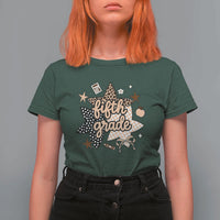 Fifth Grade Leopard Checkered Star Coquette T Shirt For Women Cute 5th Grade Girl Back to School Gift