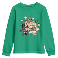 Fifth Grade Leopard Checkered Star Coquette Youth Sweatshirt Cute 5th Grade Girl Back to School Gift