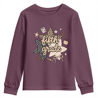 Fifth Grade Leopard Checkered Star Coquette Youth Sweatshirt Cute 5th Grade Girl Back to School Gift