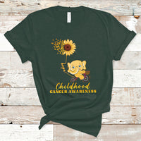 Childhood Cancer Awareness T Shirt Elephant Sunflower Gold Ribbon - Wonder Print Shop