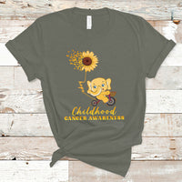 Childhood Cancer Awareness T Shirt Elephant Sunflower Gold Ribbon - Wonder Print Shop