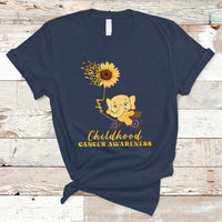 Childhood Cancer Awareness T Shirt Elephant Sunflower Gold Ribbon - Wonder Print Shop