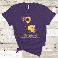 Childhood Cancer Awareness T Shirt Elephant Sunflower Gold Ribbon - Wonder Print Shop