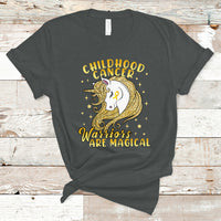 Childhood Cancer Awareness T Shirt Warriors Are Magical Unicorn Gold Ribbon - Wonder Print Shop
