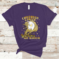 Childhood Cancer Awareness T Shirt Warriors Are Magical Unicorn Gold Ribbon - Wonder Print Shop
