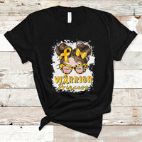 Childhood Cancer Awareness T Shirt Warrior Princess Gold Ribbon Messy Bun Girl - Wonder Print Shop