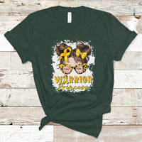 Childhood Cancer Awareness T Shirt Warrior Princess Gold Ribbon Messy Bun Girl - Wonder Print Shop