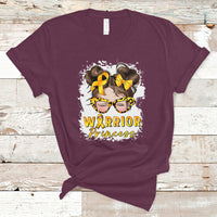 Childhood Cancer Awareness T Shirt Warrior Princess Gold Ribbon Messy Bun Girl - Wonder Print Shop