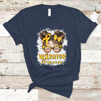 Childhood Cancer Awareness T Shirt Warrior Princess Gold Ribbon Messy Bun Girl - Wonder Print Shop