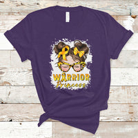 Childhood Cancer Awareness T Shirt Warrior Princess Gold Ribbon Messy Bun Girl - Wonder Print Shop