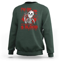 Funny Skeleton Sweatshirt I'm Ok It's Not My Blood Halloween Joke - Wonder Print Shop