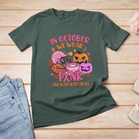 Breast Cancer Awareness T Shirt In October We Wear Pink And Watch Football Season Fall Vibe - Wonder Print Shop