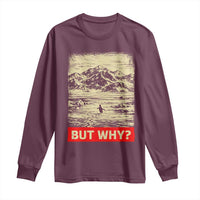 Retro Nihilist Penguin But Why Meme Long Sleeve Shirt Distressed Existential Moody Vintage Quiet Thinkers