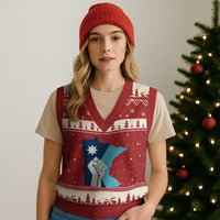 Minnesota Strong Fist Power Graphic V-Neck Knit Sweater Vest Social Justice Solidarity