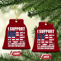 I Support ICE Patriotic Law Enforcement American Flag Ceramic Ornament