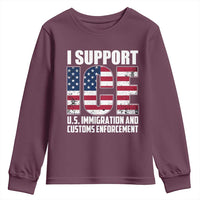 I Support ICE Patriotic Law Enforcement American Flag Youth Sweatshirt