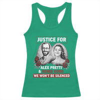 Justice for Alex Pretti and Renee Good Racerback Tank Top We Won’t Be Silenced Minnesota Resistance Protest