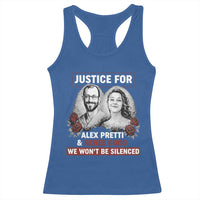 Justice for Alex Pretti and Renee Good Racerback Tank Top We Won’t Be Silenced Minnesota Resistance Protest