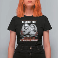 Justice for Alex Pretti and Renee Good T Shirt For Women We Won’t Be Silenced Minnesota Resistance Protest