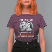 Justice for Alex Pretti and Renee Good T Shirt For Women We Won’t Be Silenced Minnesota Resistance Protest