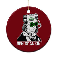 Funny St Patrick's Day Ben Dranking Ceramic Ornament Benjamin Franklin Retro Saint Paddy's Day - Wonder Print Shop