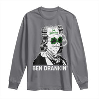 Funny St Patrick's Day Ben Dranking Long Sleeve Shirt Benjamin Franklin Retro Saint Paddy's Day