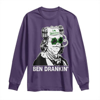 Funny St Patrick's Day Ben Dranking Long Sleeve Shirt Benjamin Franklin Retro Saint Paddy's Day