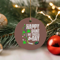 St. Patrick's Day Ice Hockey Ceramic Ornament Happy Saint Hat Trick's Lucky Shamrocks - Wonder Print Shop