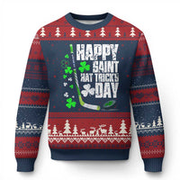 St. Patrick's Day Ice Hockey Ugly Christmas Sweater Happy Saint Hat Trick's Lucky Shamrocks - Wonder Print Shop