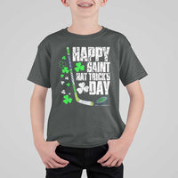 St. Patrick's Day Ice Hockey T Shirt For Kid Happy Saint Hat Trick's Lucky Shamrocks