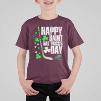 St. Patrick's Day Ice Hockey T Shirt For Kid Happy Saint Hat Trick's Lucky Shamrocks