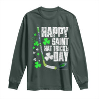 St. Patrick's Day Ice Hockey Long Sleeve Shirt Happy Saint Hat Trick's Lucky Shamrocks