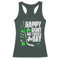 St. Patrick's Day Ice Hockey Racerback Tank Top Happy Saint Hat Trick's Lucky Shamrocks