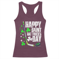 St. Patrick's Day Ice Hockey Racerback Tank Top Happy Saint Hat Trick's Lucky Shamrocks