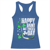 St. Patrick's Day Ice Hockey Racerback Tank Top Happy Saint Hat Trick's Lucky Shamrocks