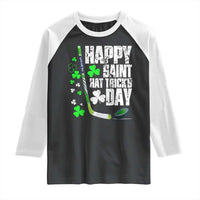 St. Patrick's Day Ice Hockey Raglan Shirt Happy Saint Hat Trick's Lucky Shamrocks