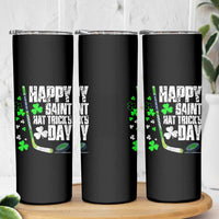 St. Patrick's Day Ice Hockey Skinny Tumbler Happy Saint Hat Trick's Lucky Shamrocks