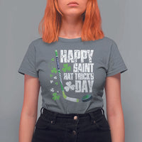 St. Patrick's Day Ice Hockey T Shirt For Women Happy Saint Hat Trick's Lucky Shamrocks